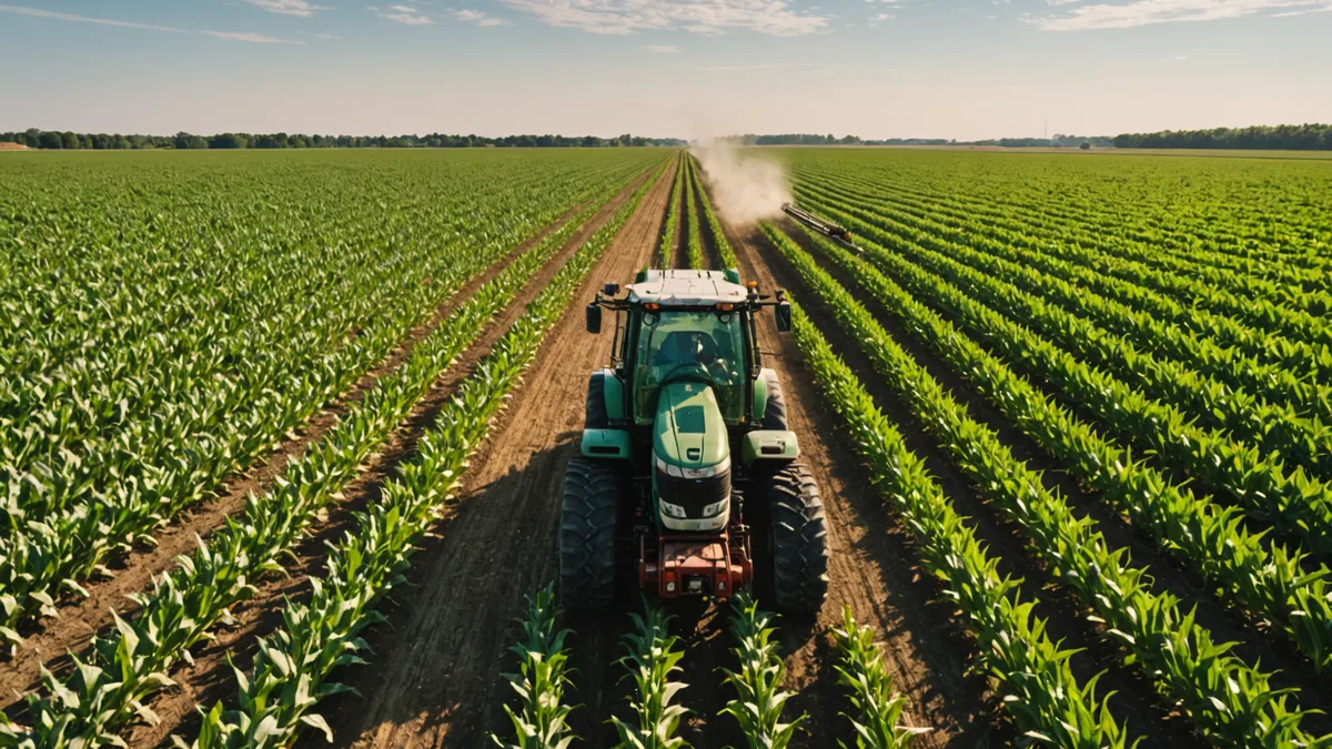 John Deere variable rate applicator in a corn field